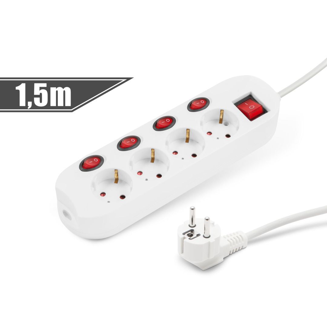 Delight H&aacute;l&oacute;zati Eloszt&oacute; Kapcsol&oacute;val 4DIN 1,5m White